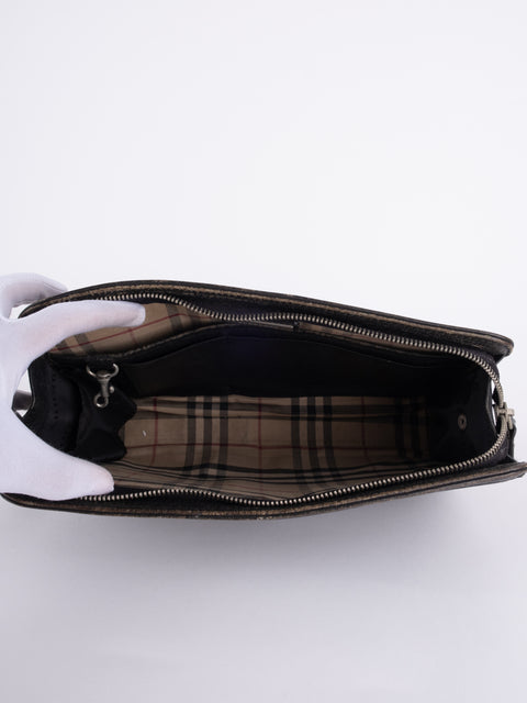 BURBERRY Vintage Black Leather Clutch Bag