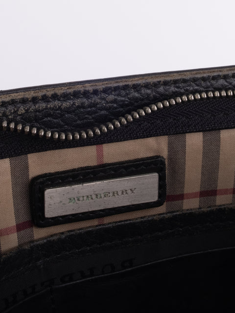 BURBERRY Vintage Black Leather Clutch Bag