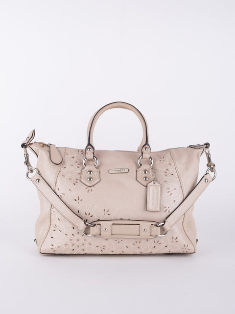 Coach Vintage White Perforated Leather Tote Bag