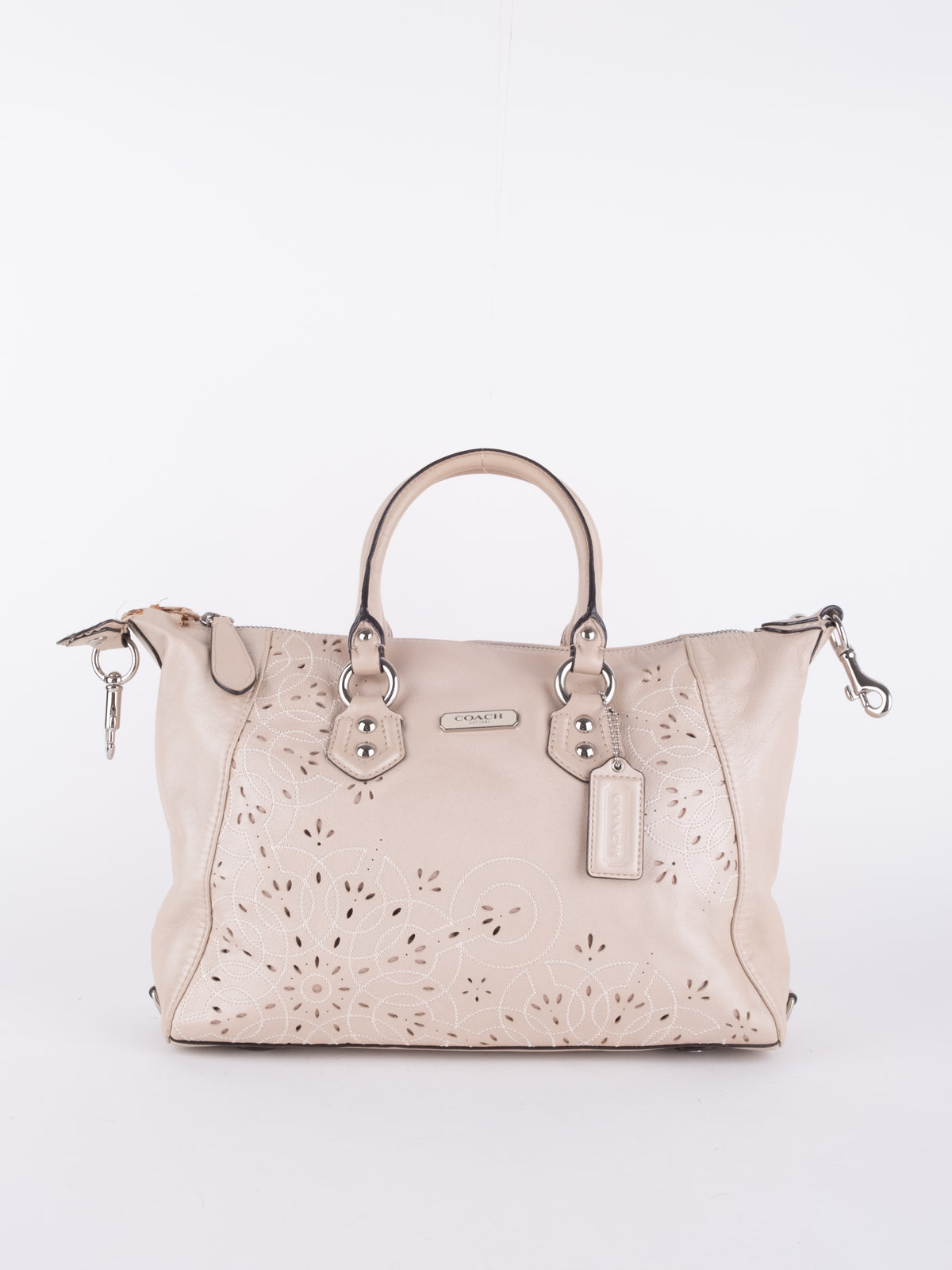 Coach Vintage White Perforated Leather Tote Bag