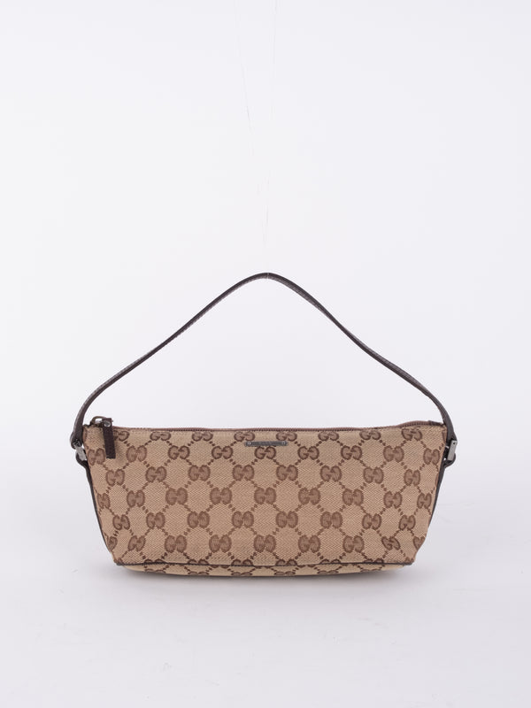 GUCCI GG Canvas Baguette Bag