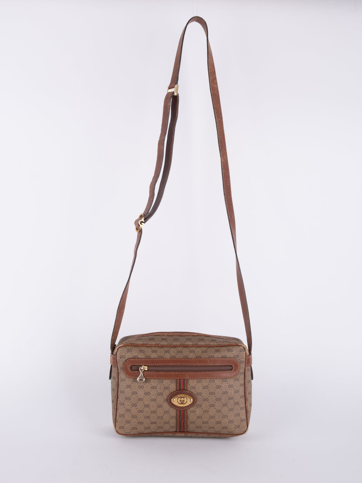 Gucci Vintage GG Monogram Brown Crossbody Bag