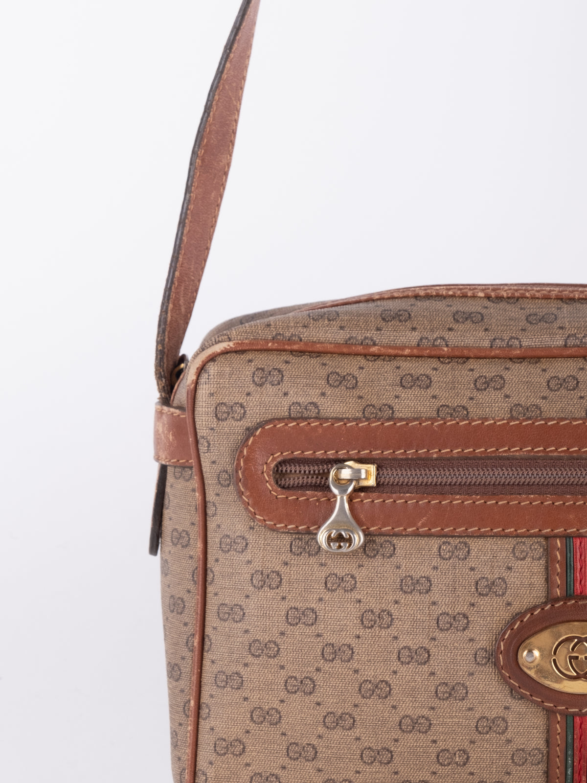 Gucci Vintage GG Monogram Brown Crossbody Bag