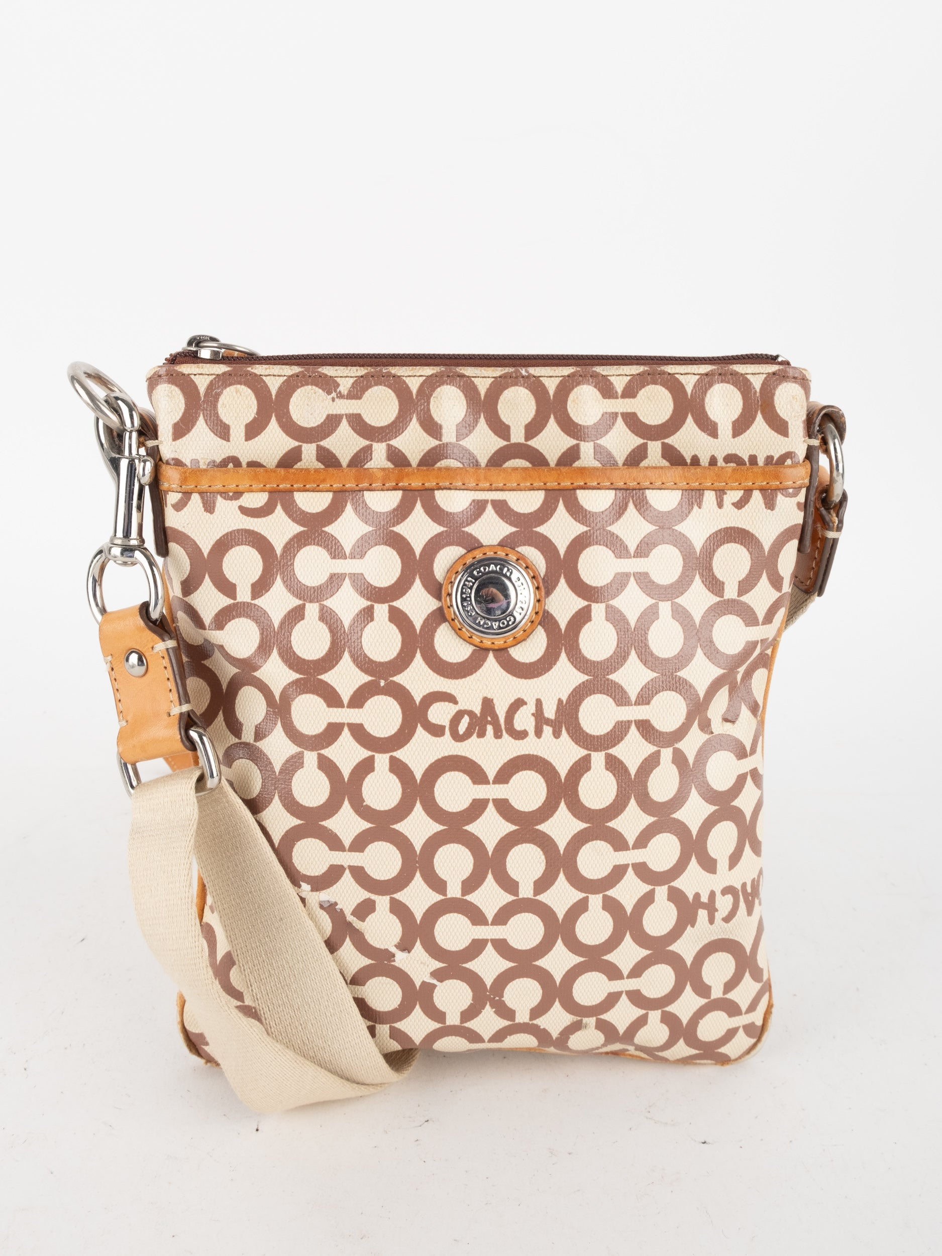 COACH Signature Crossbody Bag Cream & Orange