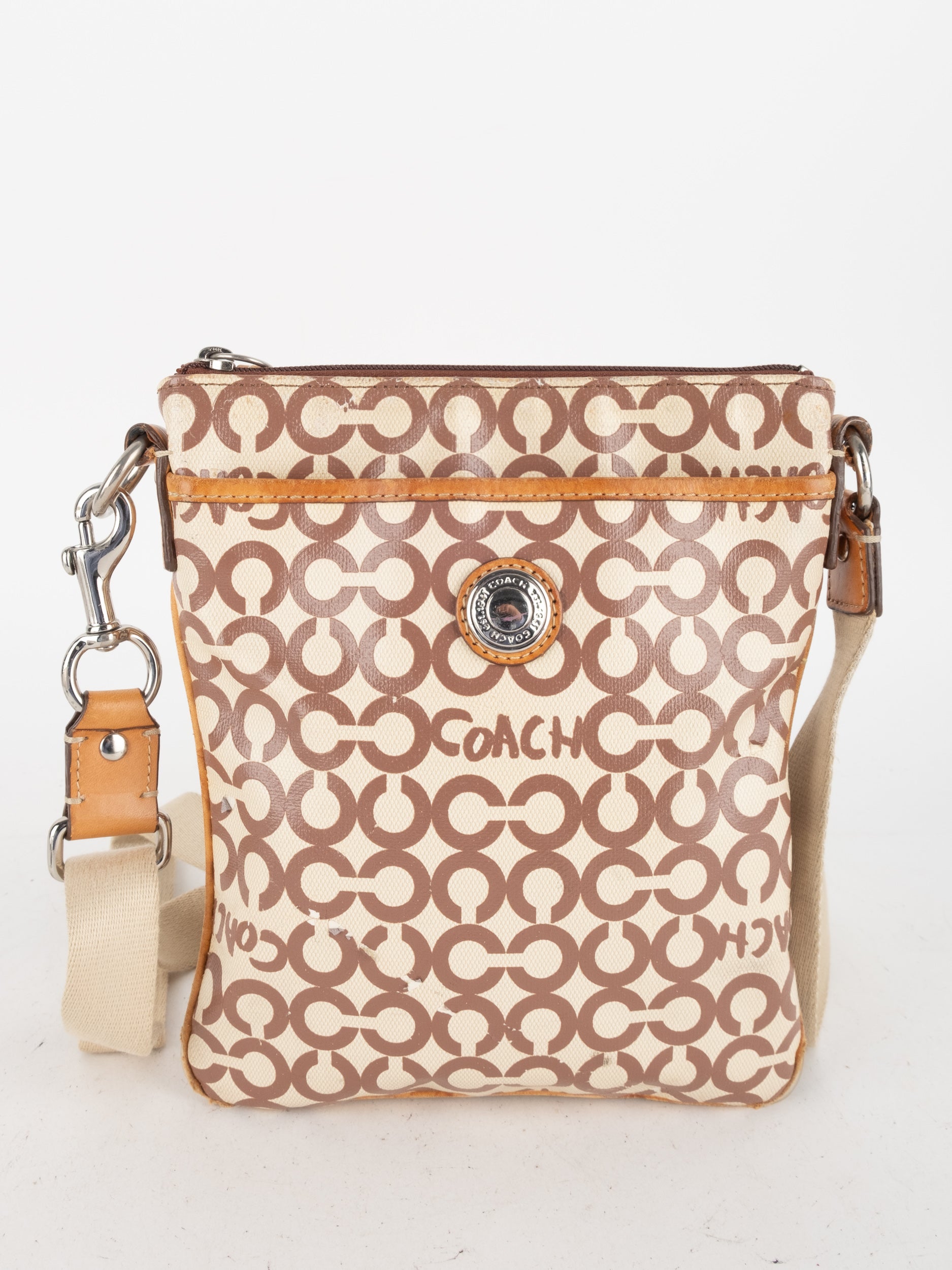 COACH Signature Crossbody Bag Cream & Orange