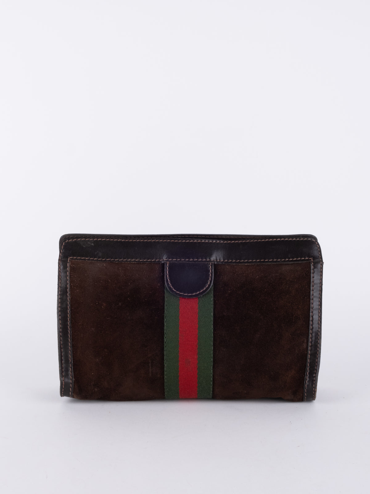 Gucci Vintage GG Monogram Web Stripe Brown Wallet