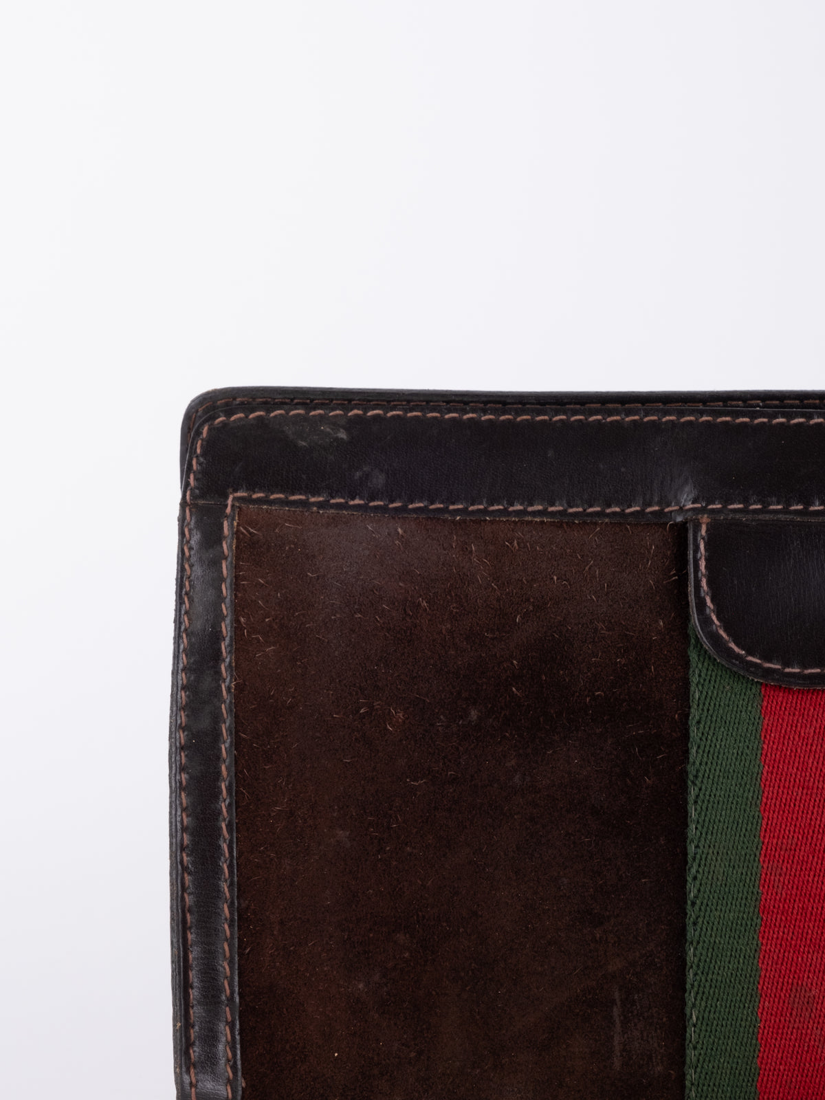 Gucci Vintage GG Monogram Web Stripe Brown Wallet