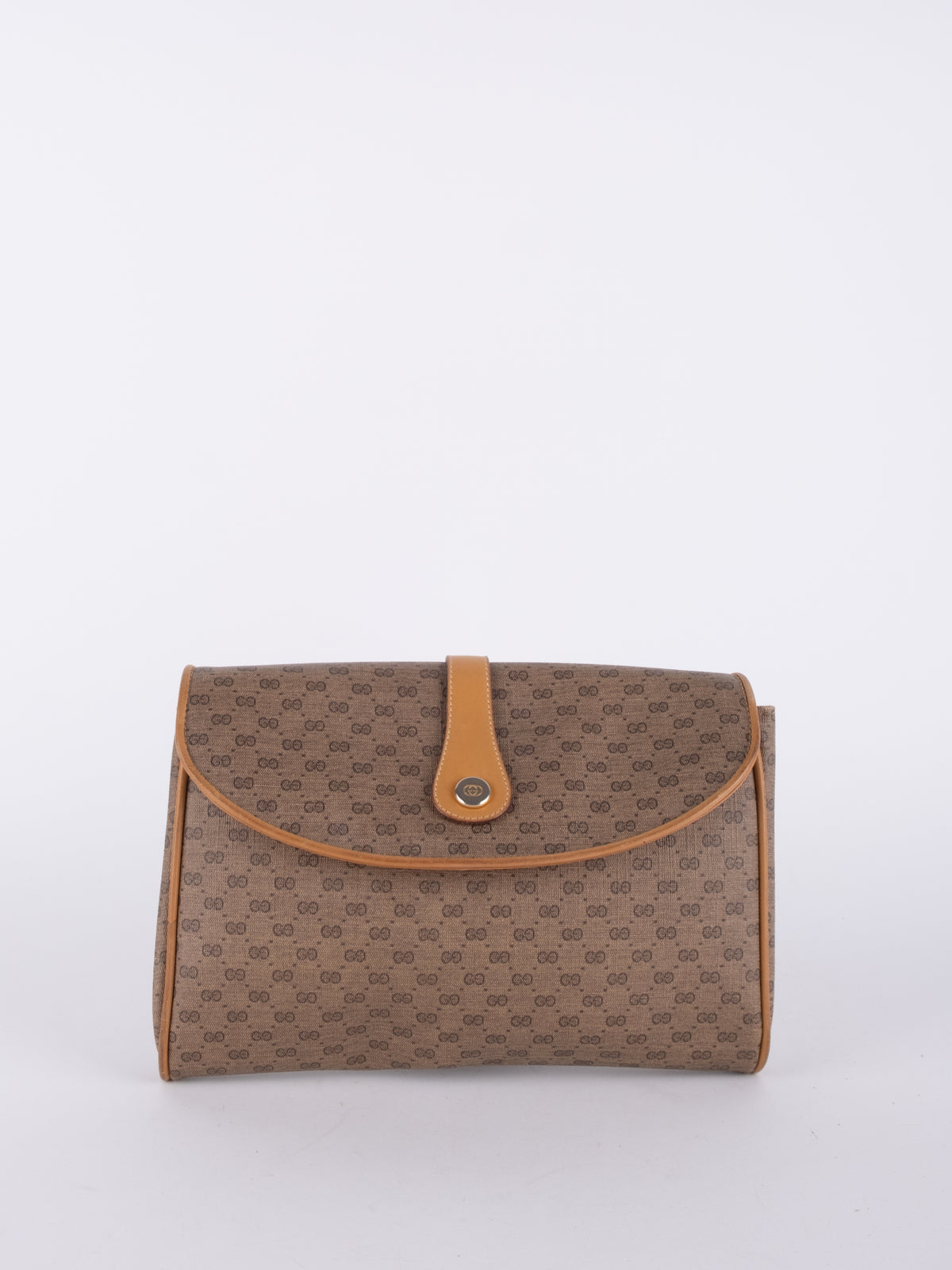 Gucci Vintage GG Monogram Beige Leather Flap Wallet
