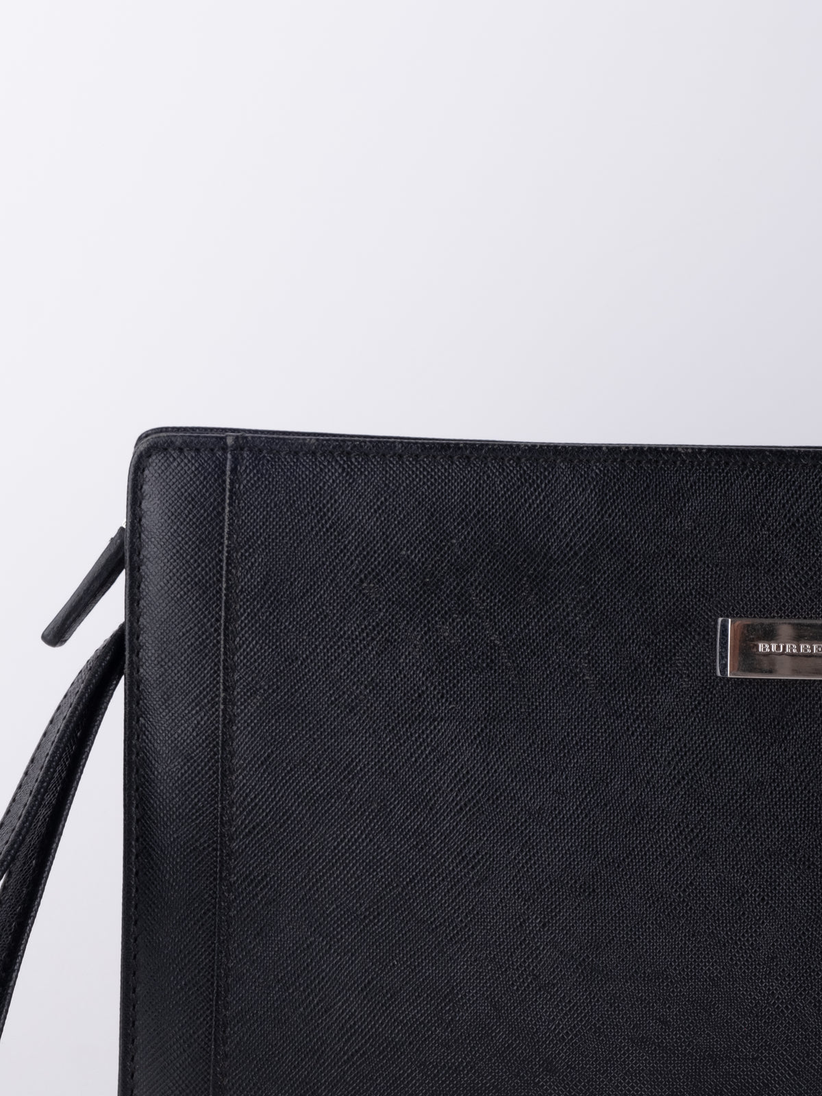 Burberry Black Leather Wristlet Clutch Bag