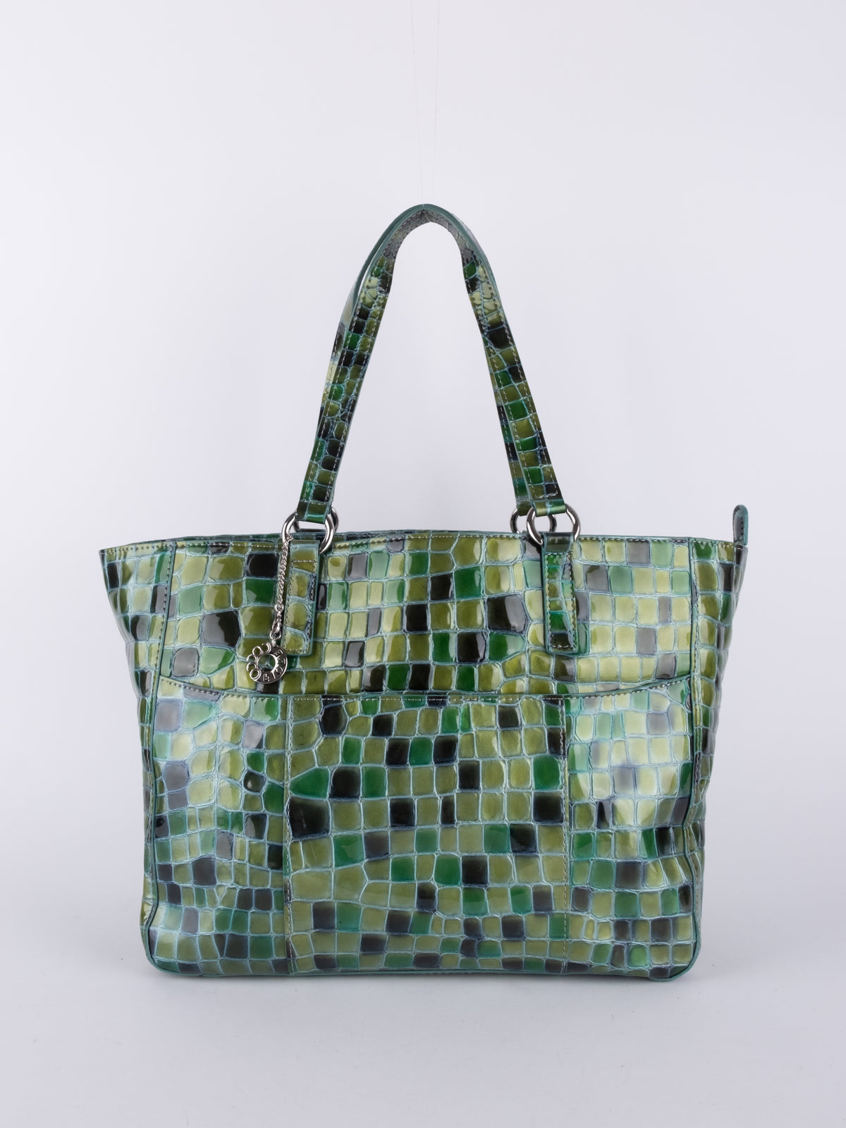 Vintage Green Croc Embossed Tote Bag