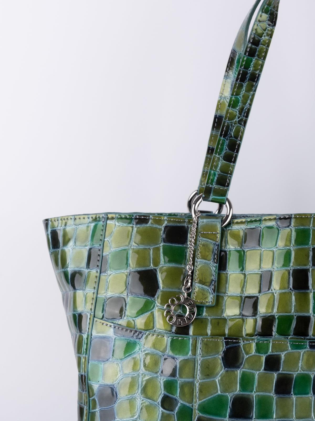 Vintage Green Croc Embossed Tote Bag