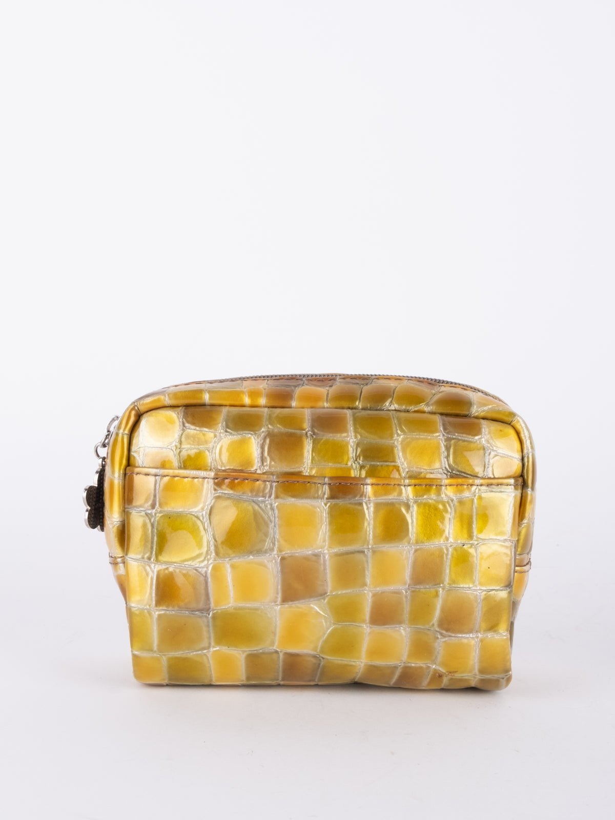 Vintage Yellow Croc Embossed Mini Clutch Bag