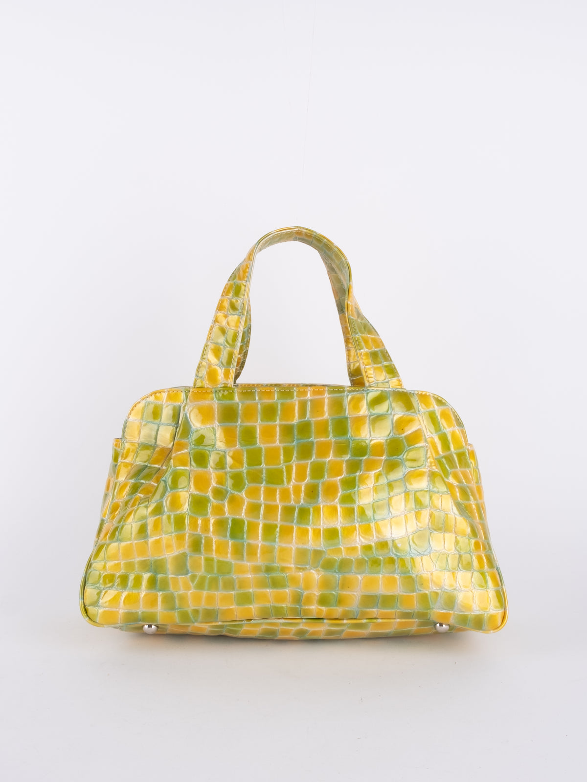 Vintage Yellow Green Croc Embossed Mini Handbag