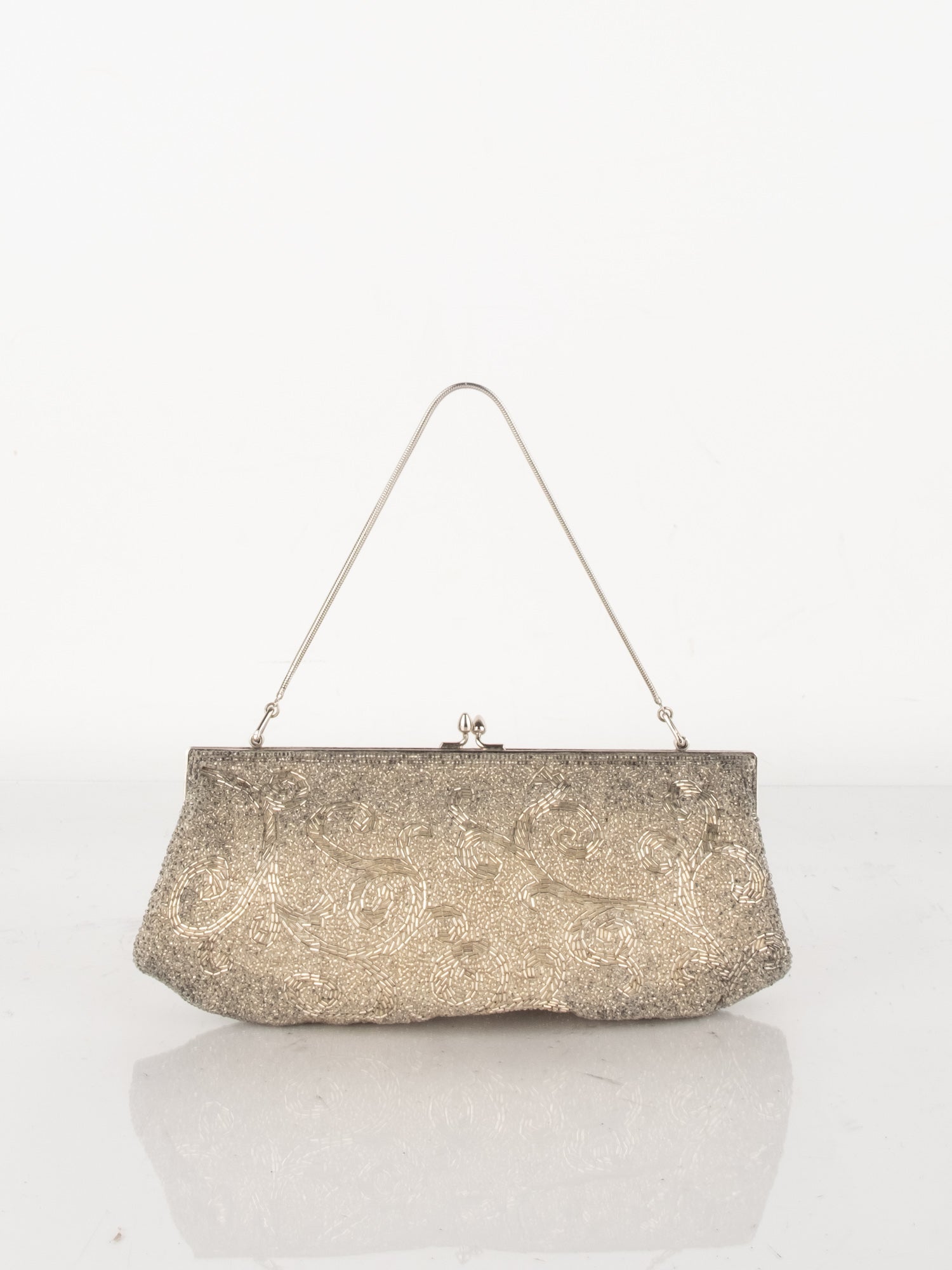 Vintage Silver Beaded Evening Bag