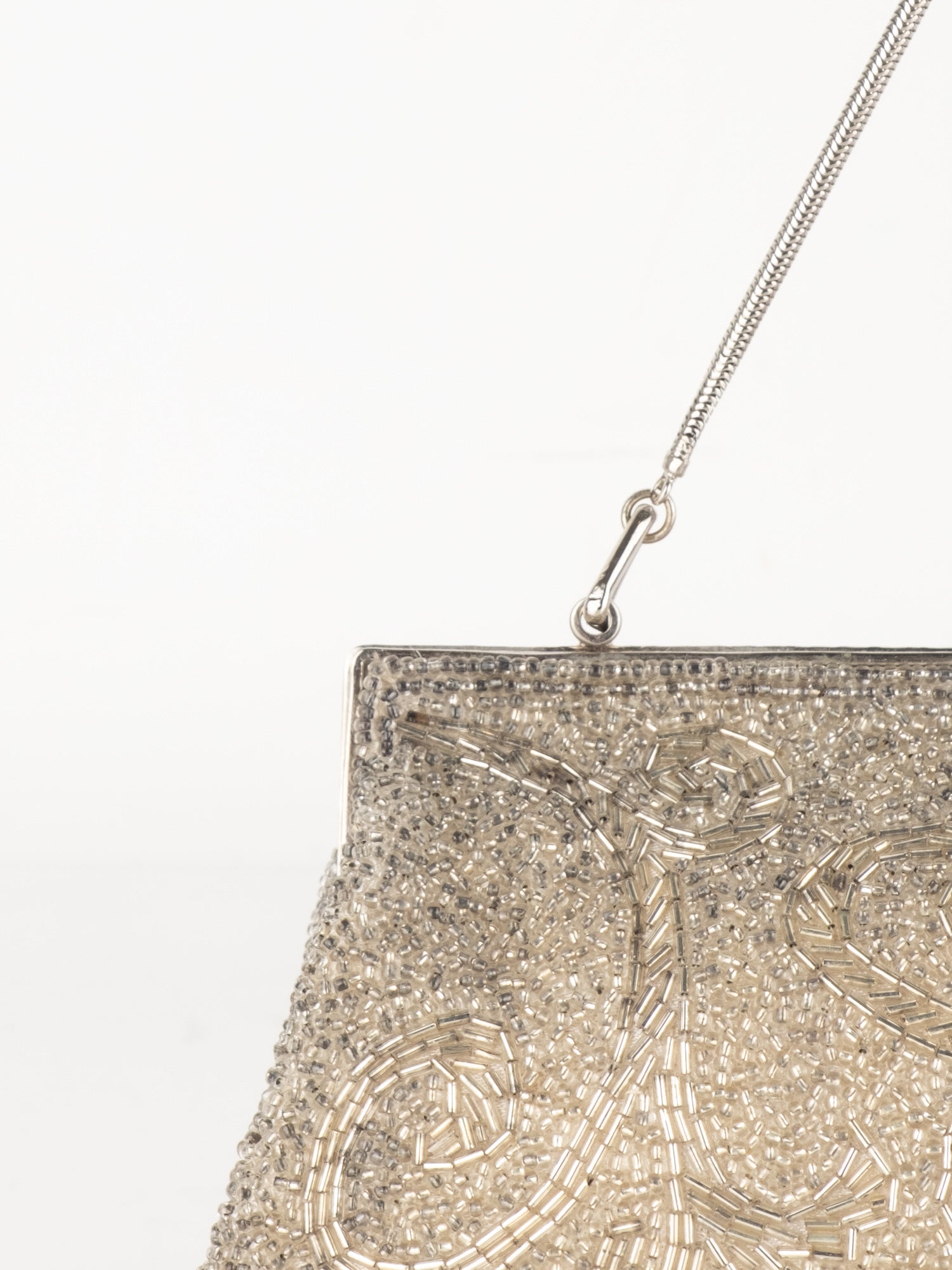 Vintage Silver Beaded Evening Bag