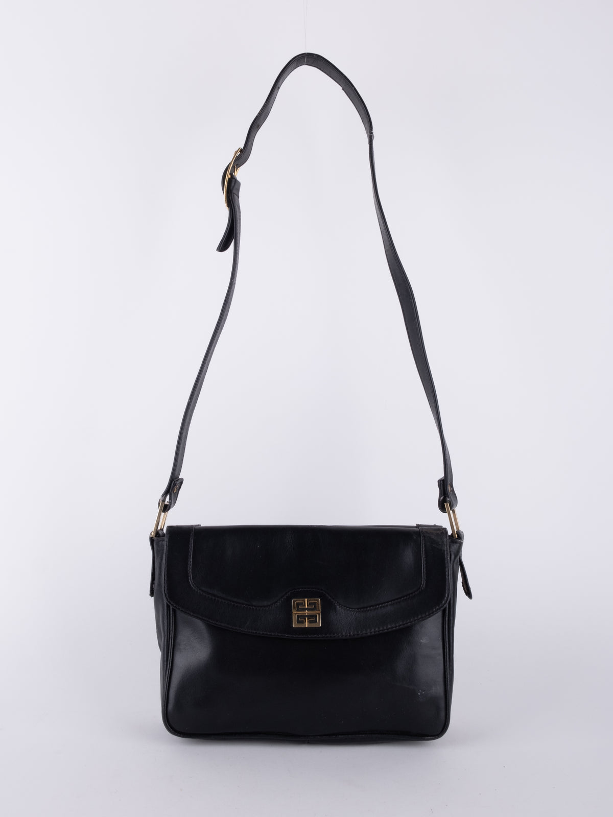 Givenchy Vintage Black Leather Flap Shoulder Bag