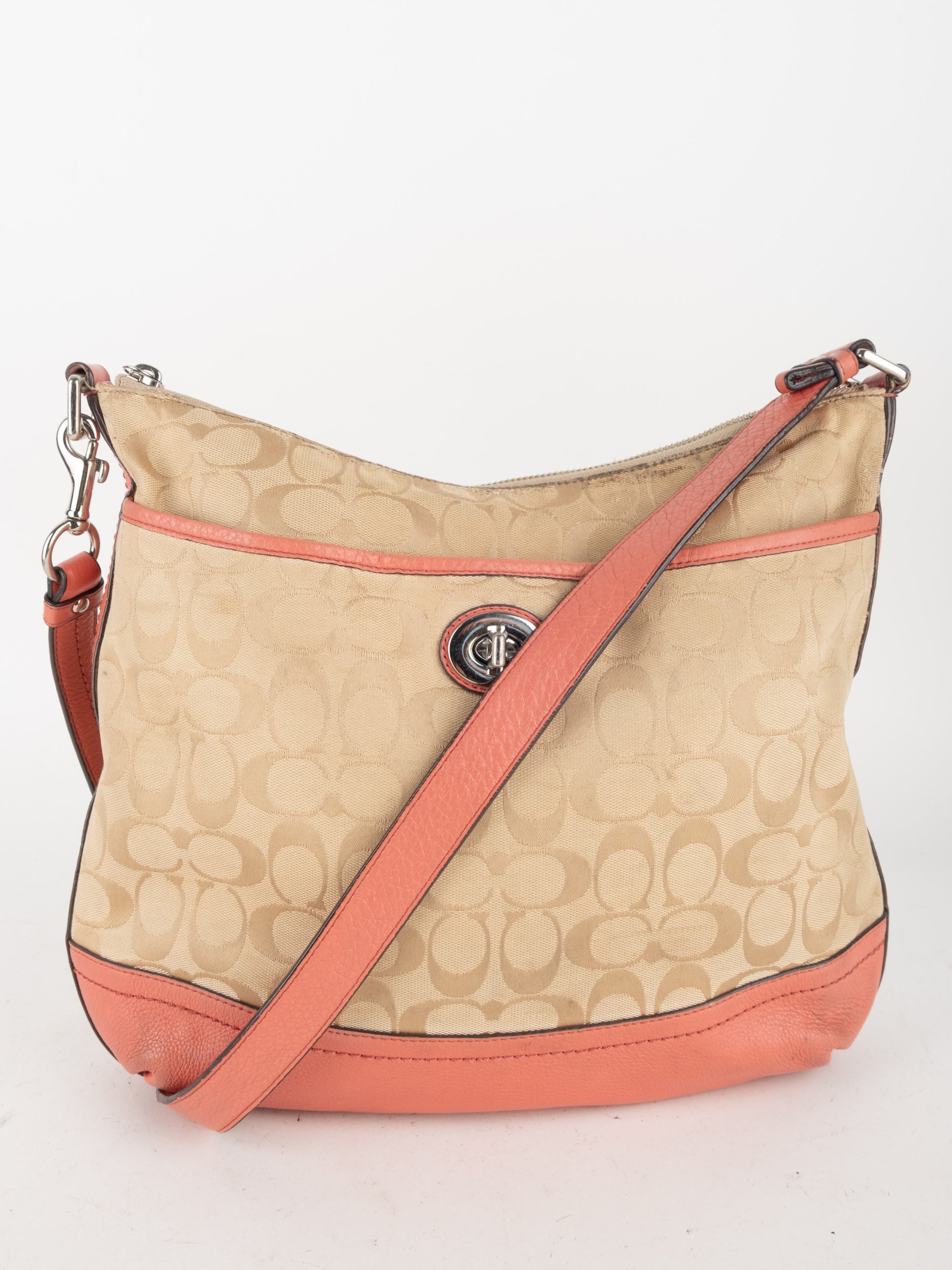 COACH Signature Crossbody Bag Beige and Orange