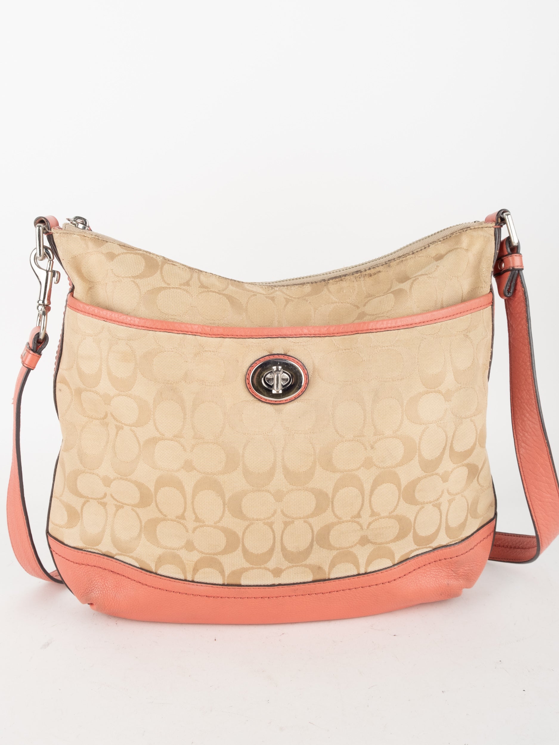 COACH Signature Crossbody Bag Beige and Orange