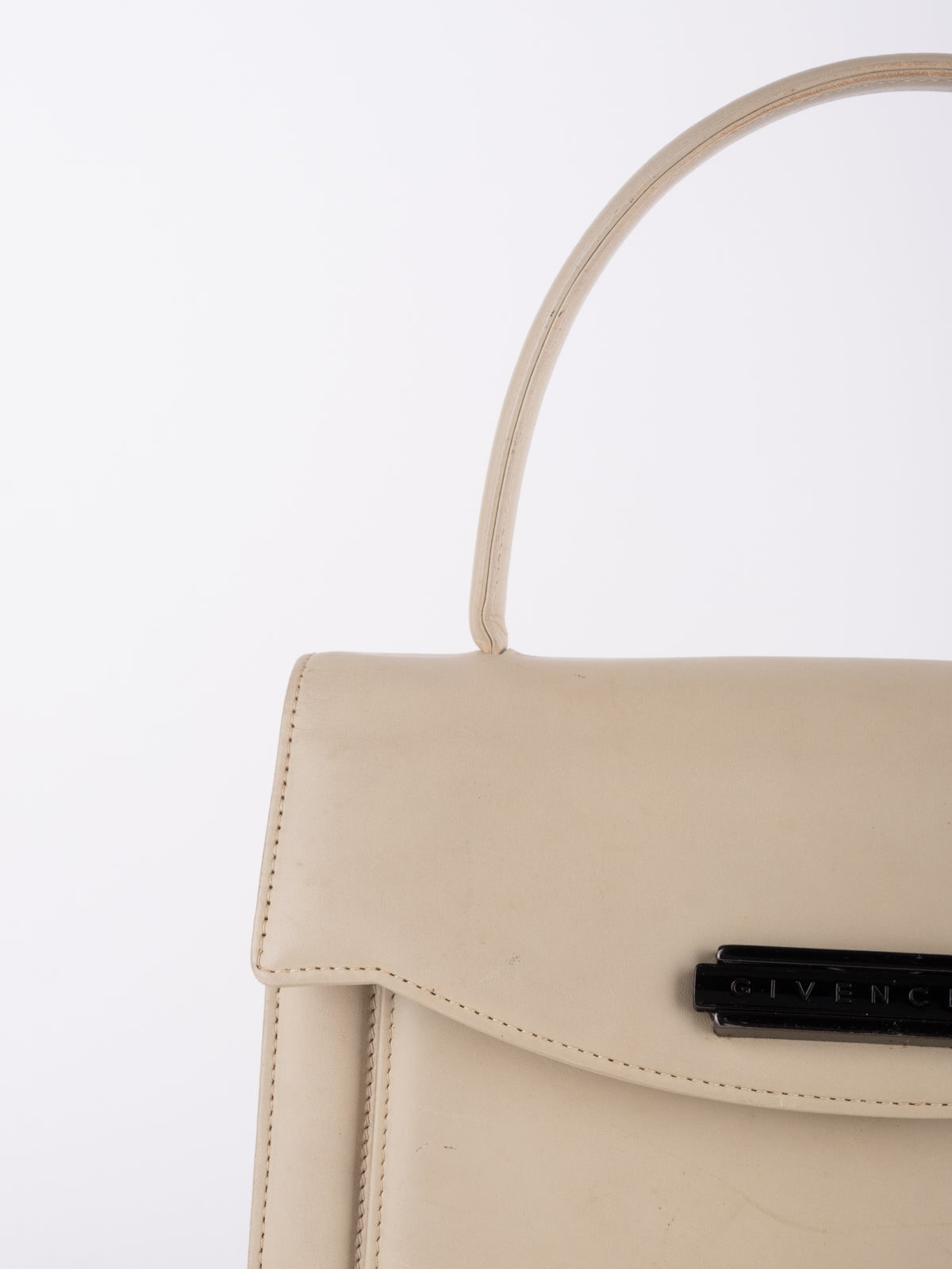 Givenchy Vintage Ivory Structured Top Handle Bag