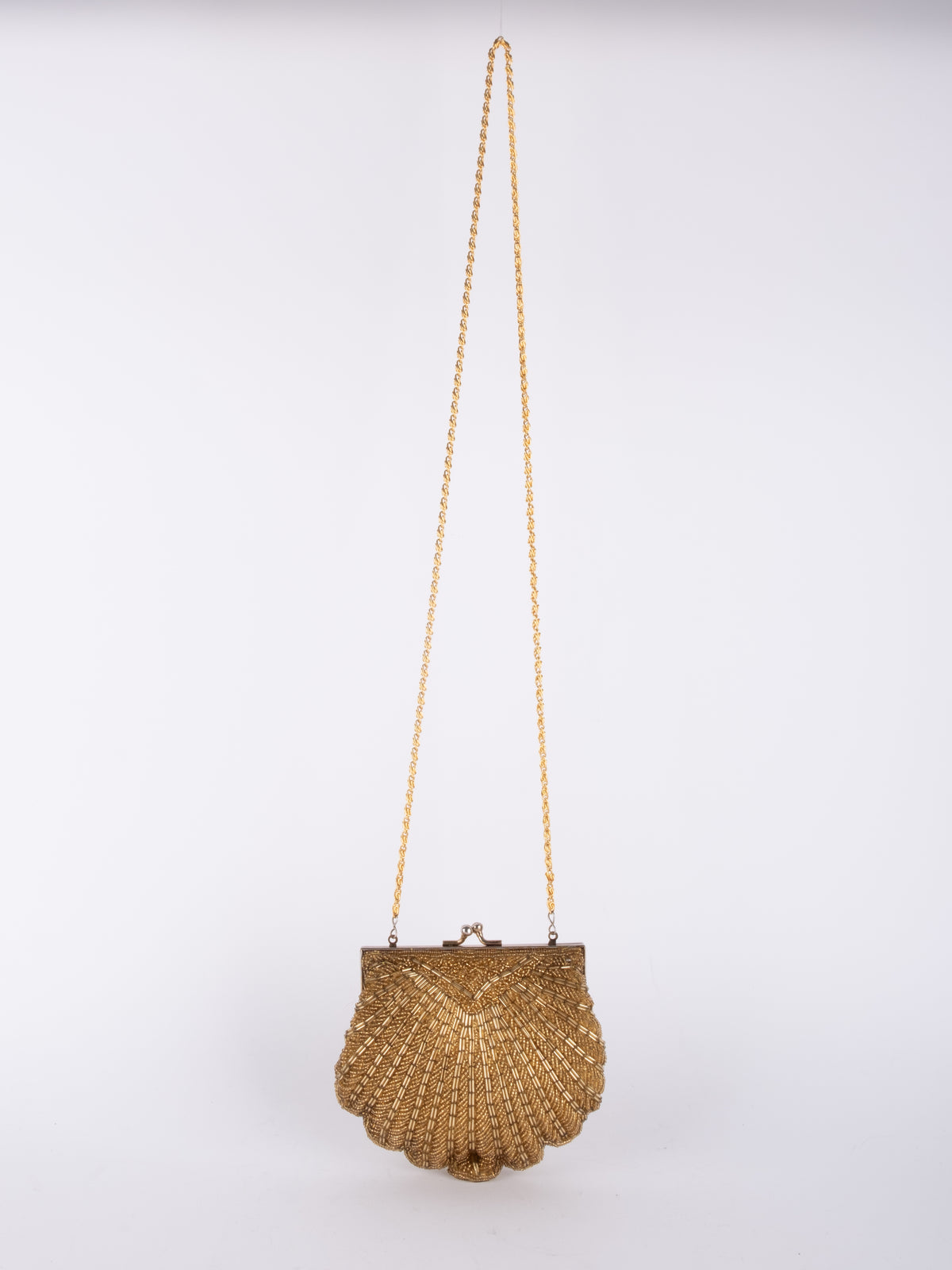 Vintage Gold Beaded Scalloped Mini Evening Bag