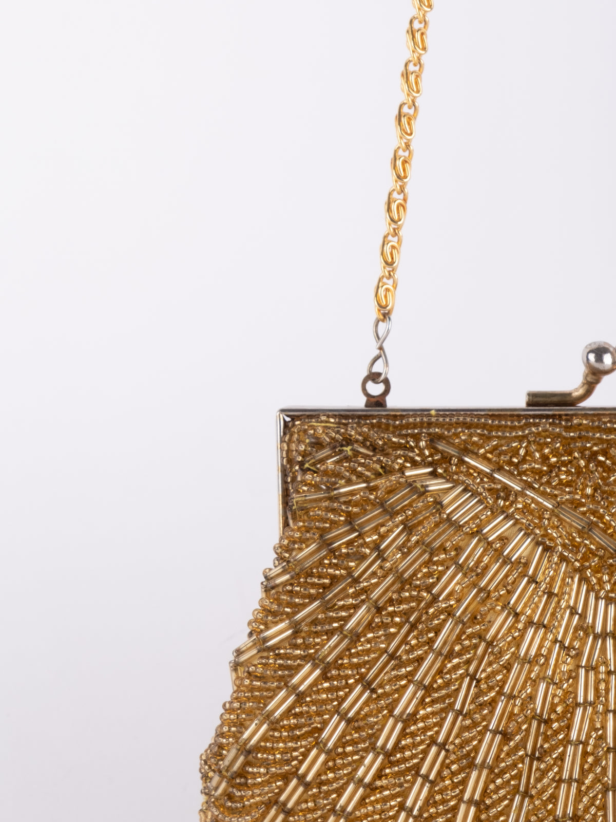 Vintage Gold Beaded Scalloped Mini Evening Bag