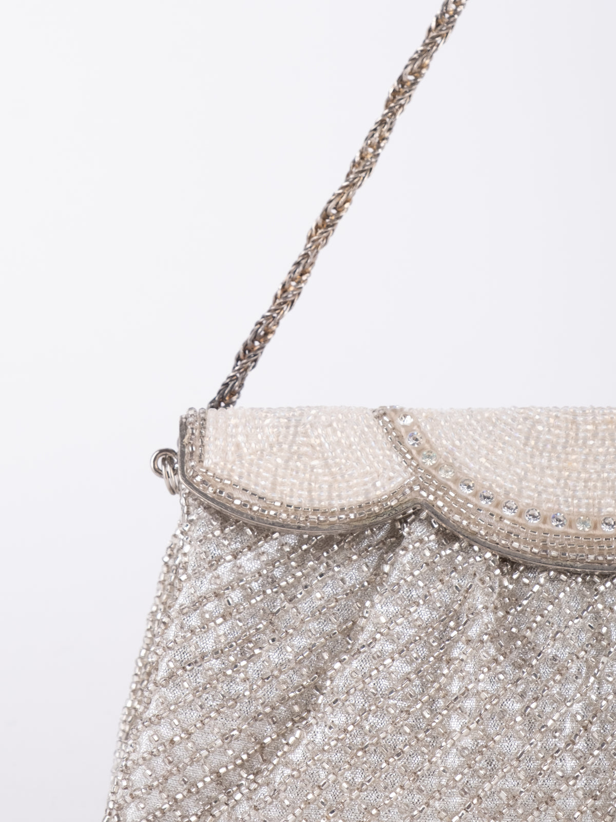 Vintage Ivory Beaded Envelope Shoulder Bag