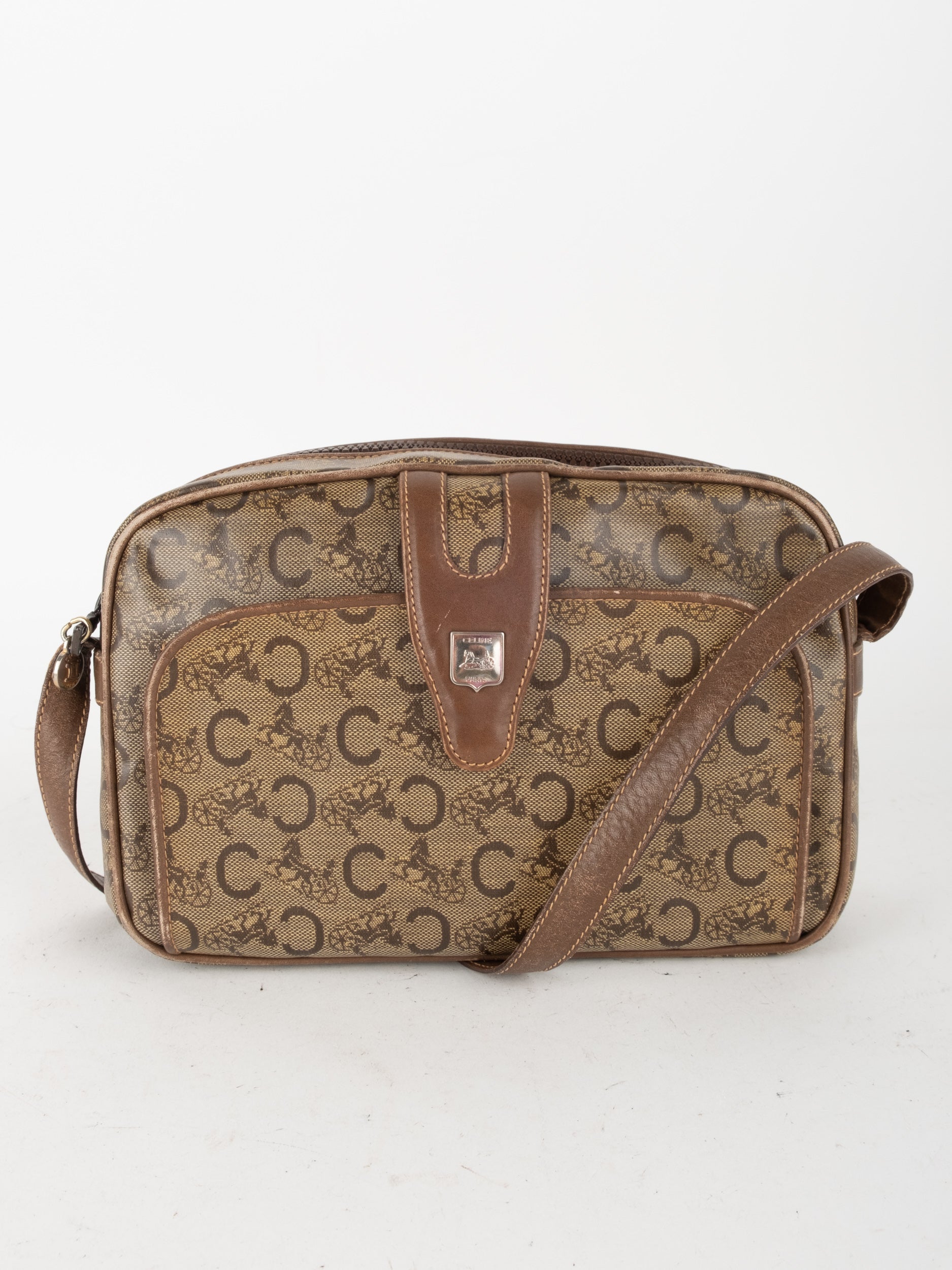 CELINE Vintage Monogram Crossbody Bag Brown