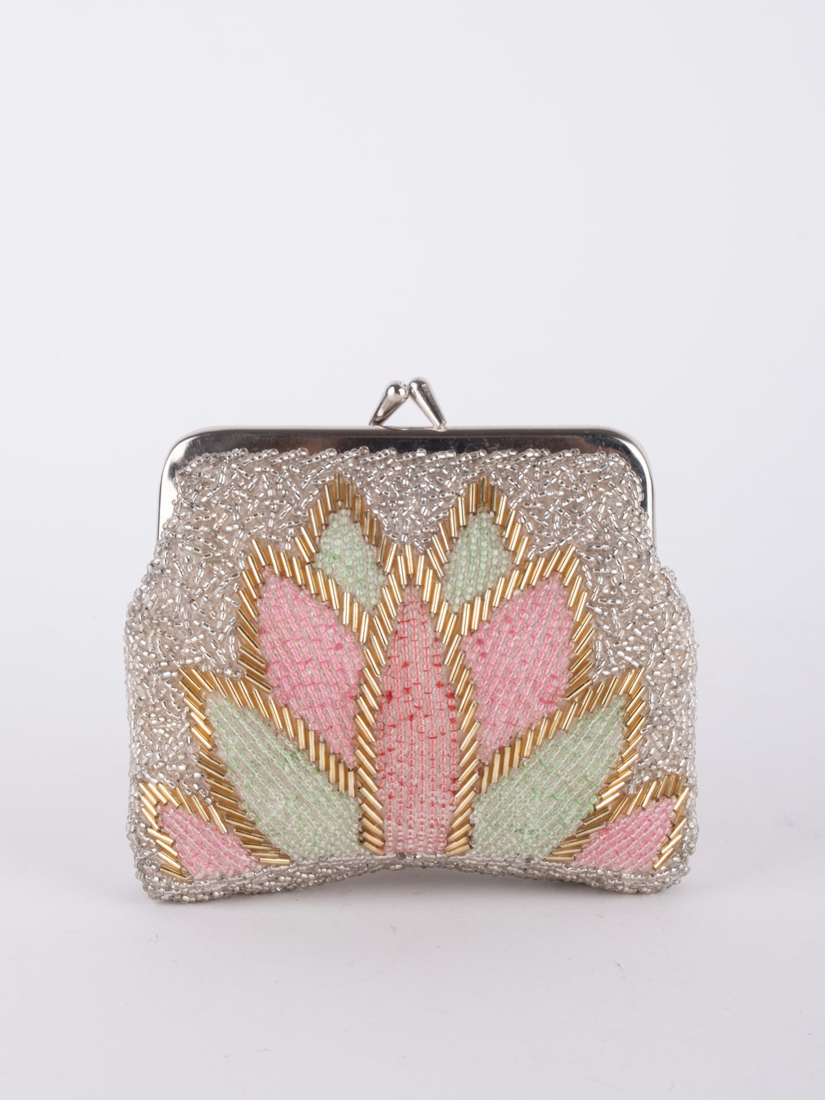 Vintage Pastel Floral Beaded Mini Evening Bag