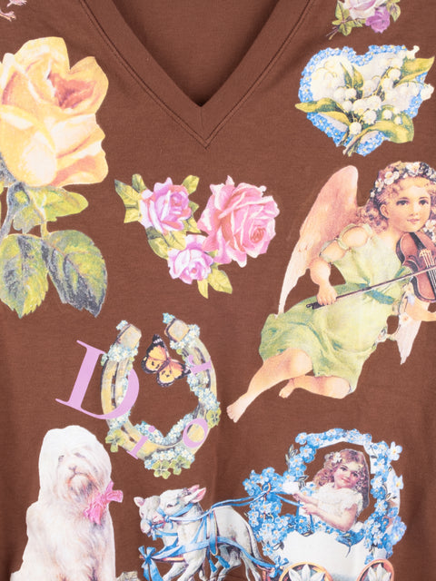 CHRISTIAN DIOR by John Galliano 1990s Printed T-Shirt נדיר להשגה