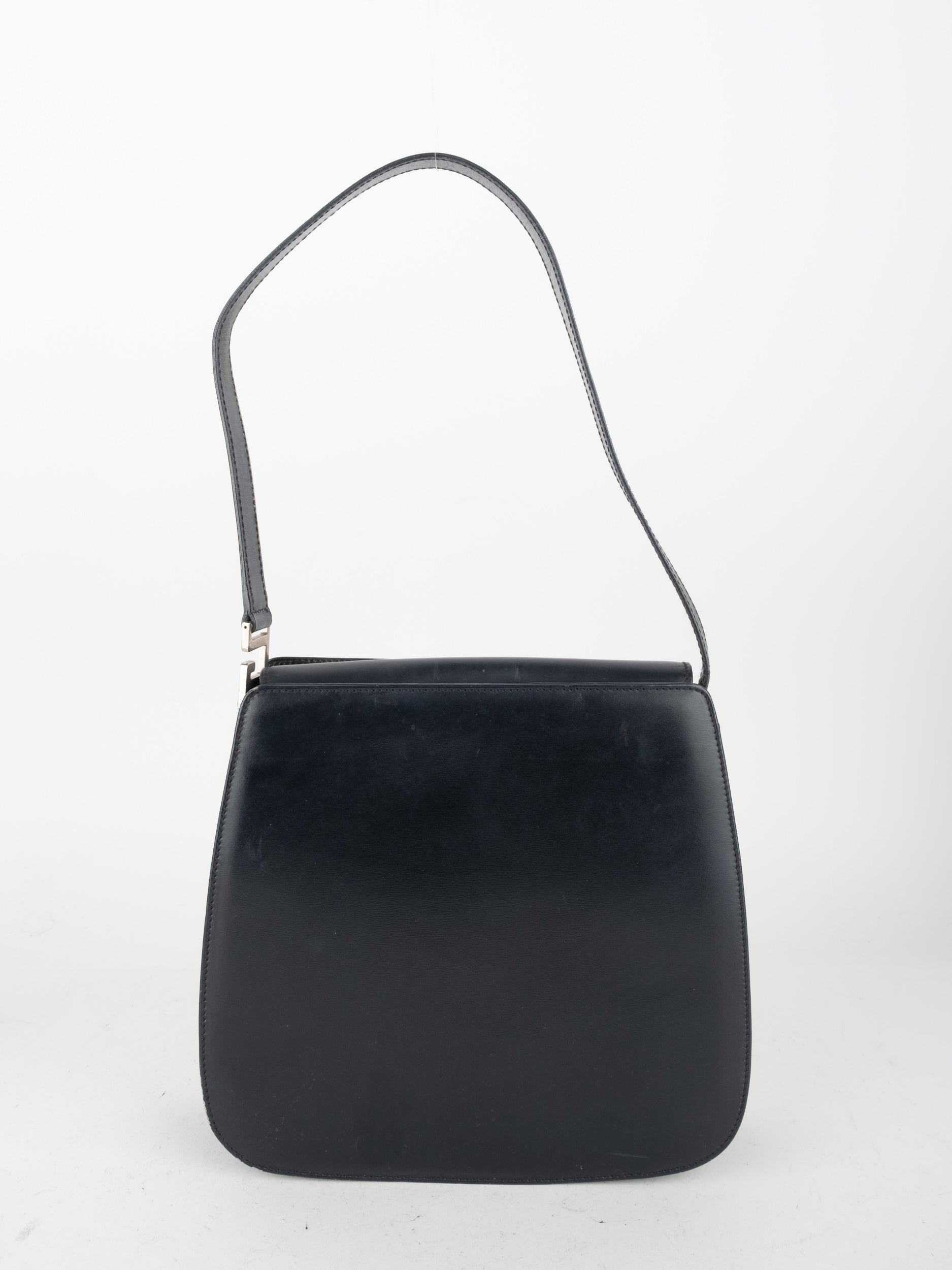 GUCCI Vintage Shoulder Bag Dark Leather