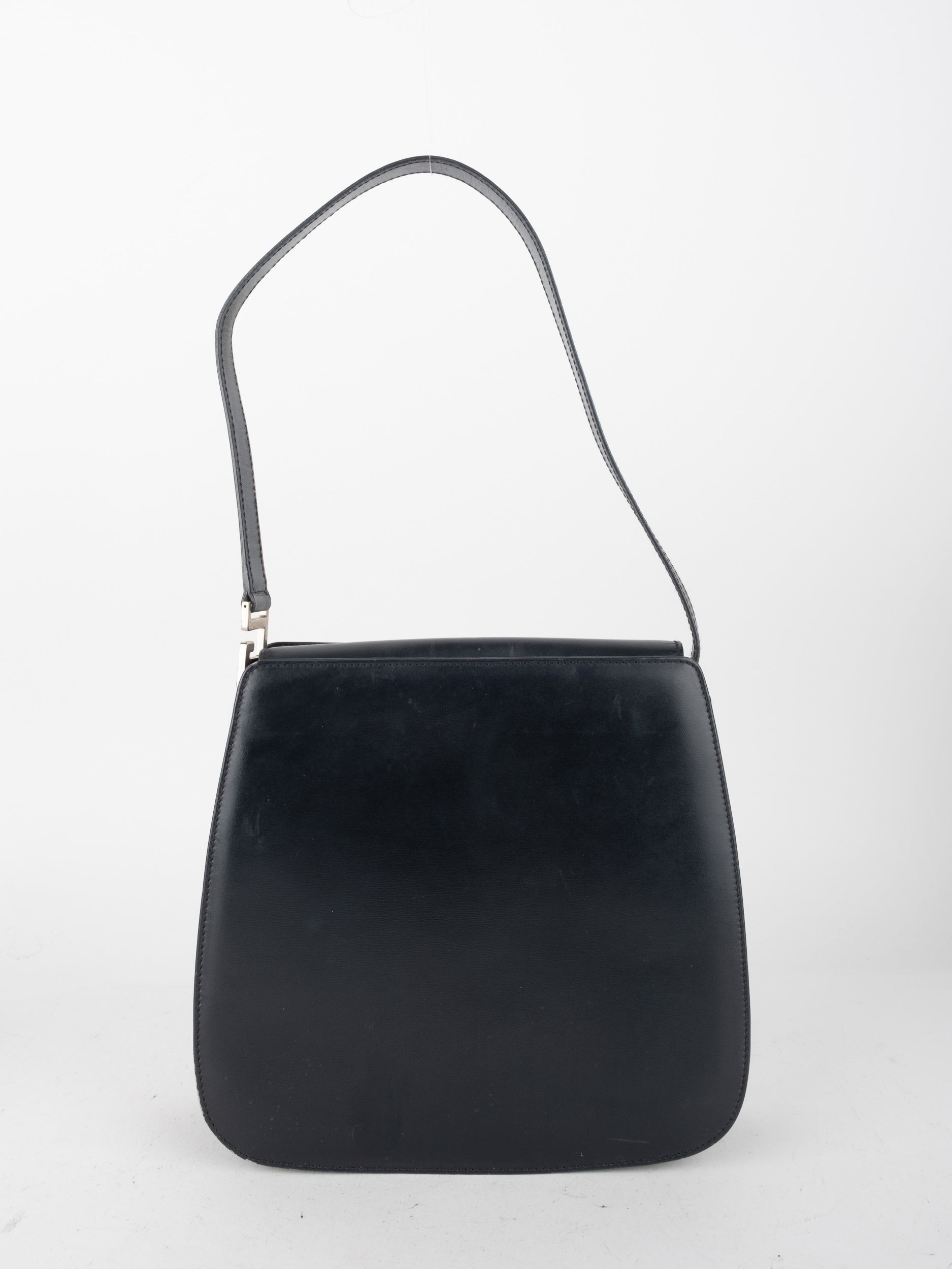 GUCCI Vintage Shoulder Bag Dark Leather