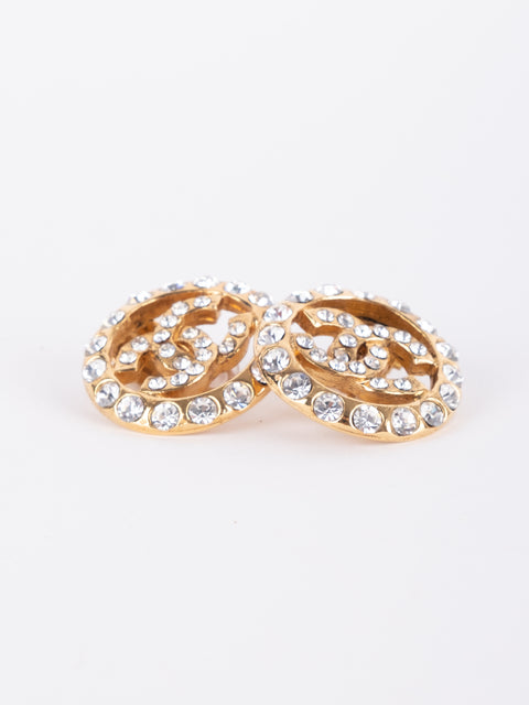 CHANEL CC Crystal Clip-On Earrings – Karl Lagerfeld Era נדיר במיוחד