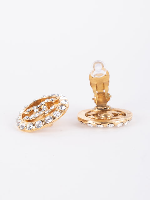 CHANEL CC Crystal Clip-On Earrings – Karl Lagerfeld Era נדיר במיוחד