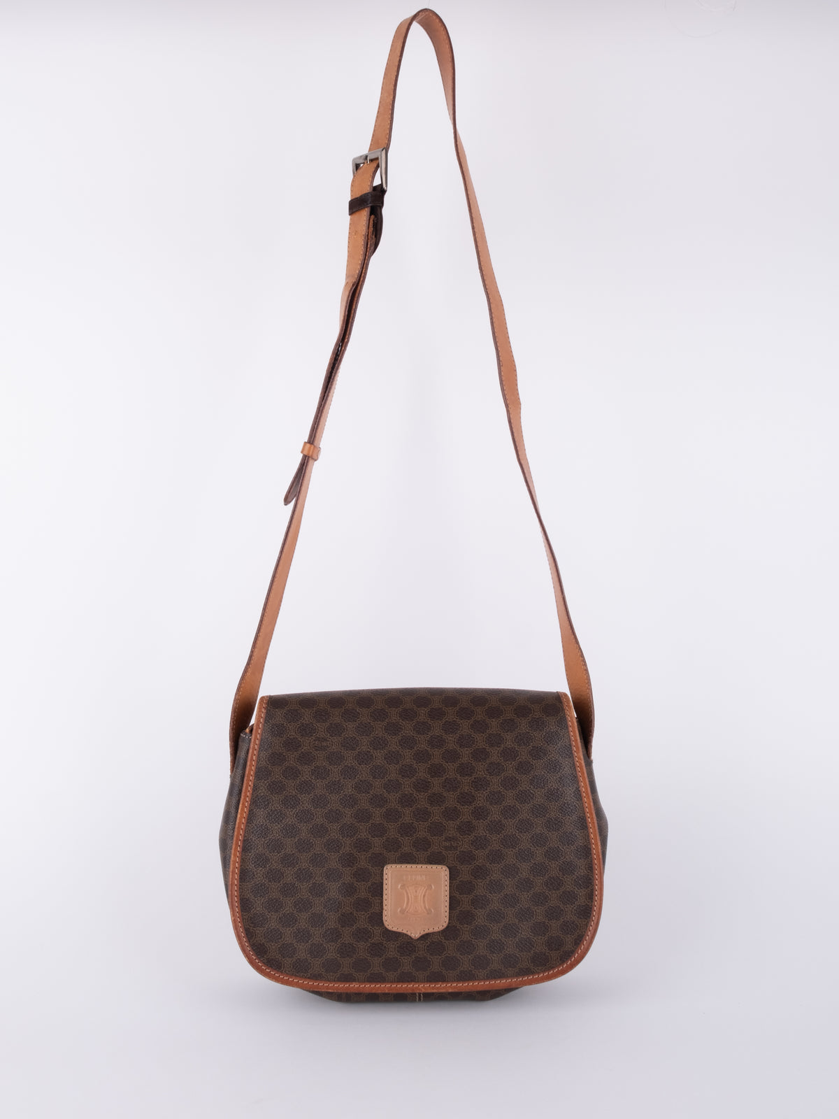 Celine Macadam Brown Flap Crossbody Bag