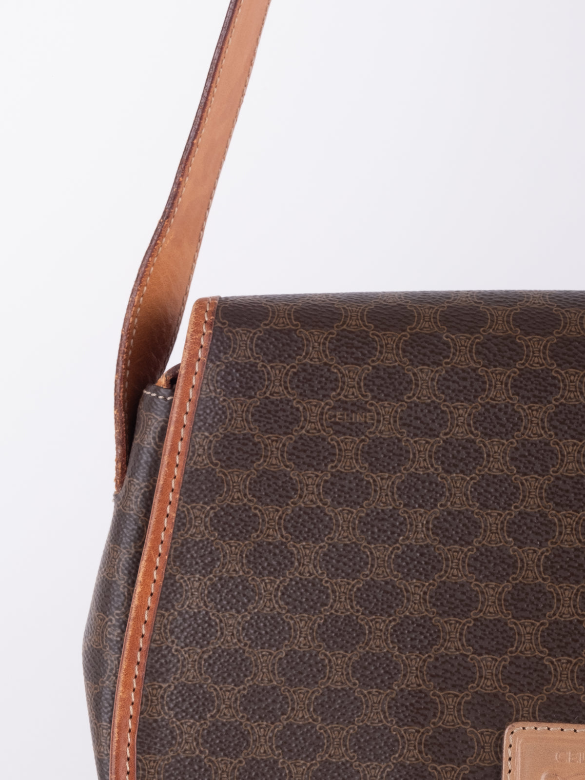Celine Macadam Brown Flap Crossbody Bag