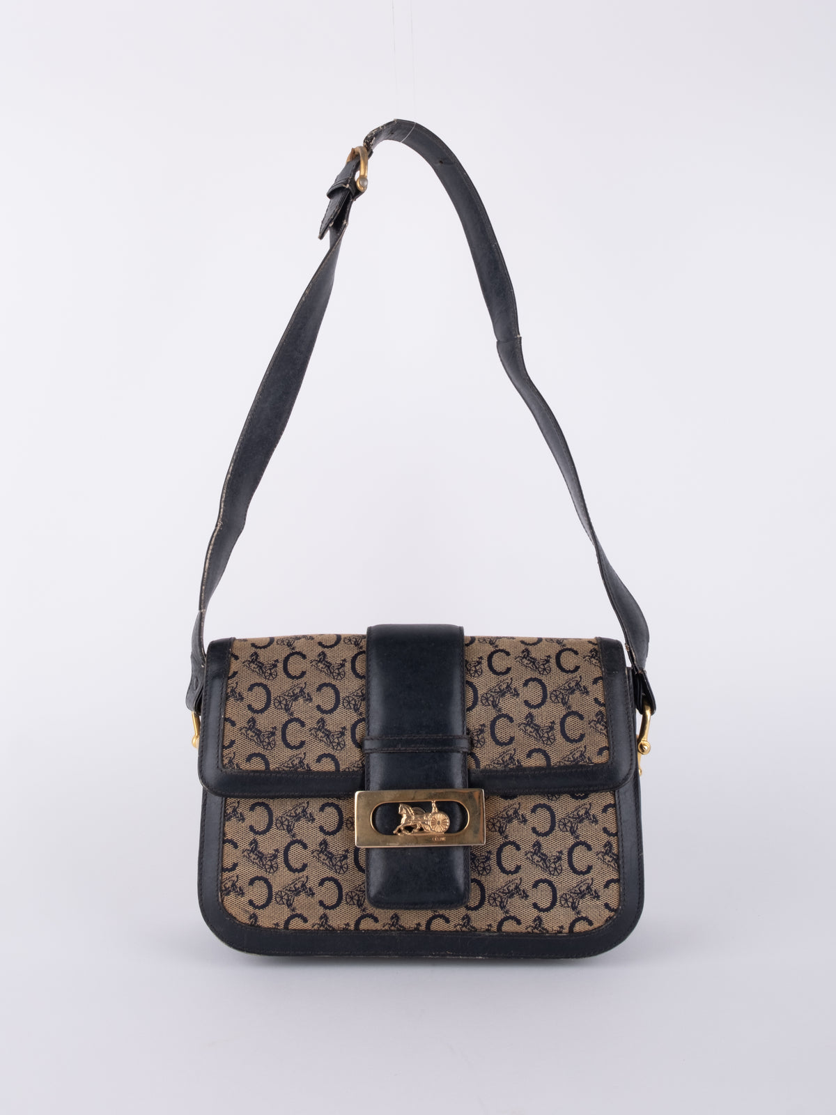 Celine Vintage Monogram Buckle Shoulder Bag