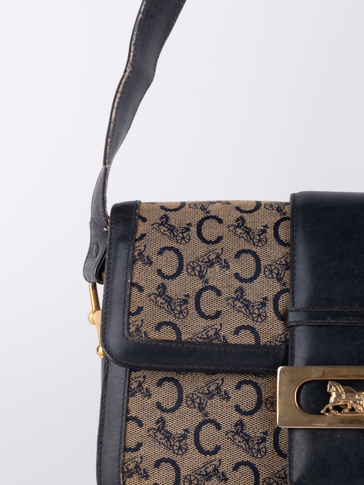 Celine Vintage Monogram Buckle Shoulder Bag