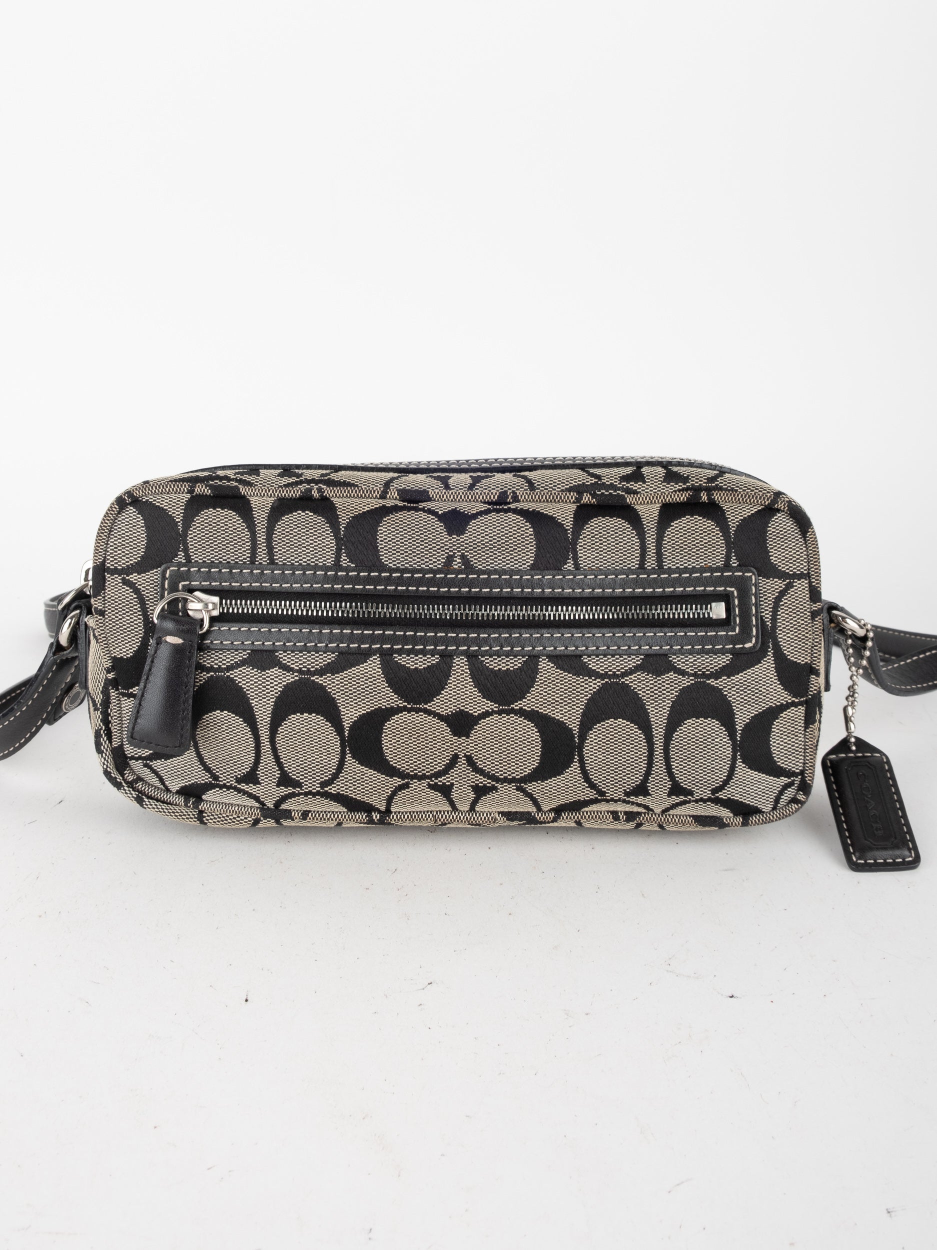COACH Signature Mini Pouch Black and Grey