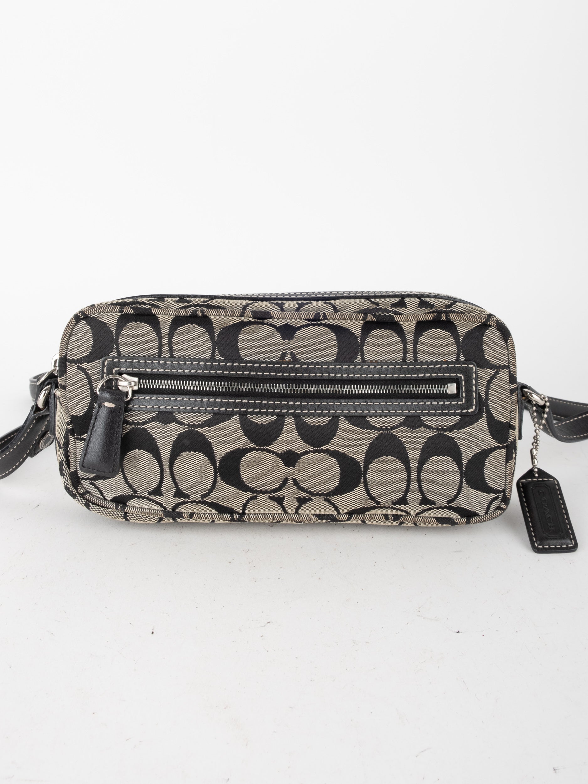 COACH Signature Mini Pouch Black and Grey