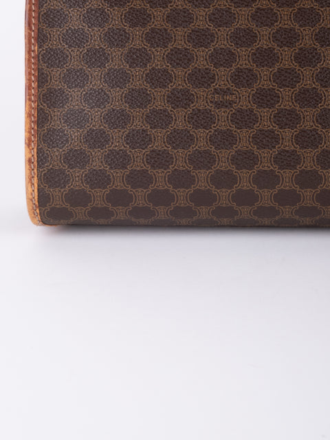 Celine Macadam Vintage Brown Leather Trim Pouch
