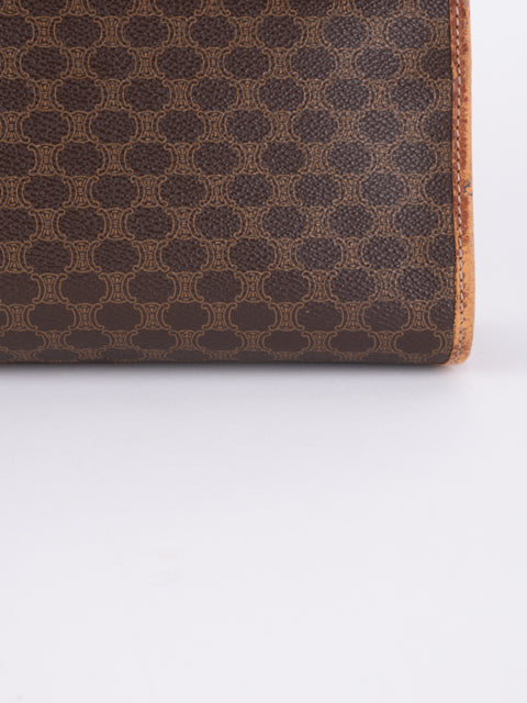 Celine Macadam Vintage Brown Leather Trim Pouch