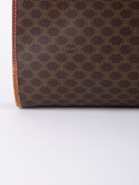 Celine Macadam Vintage Brown Leather Trim Pouch