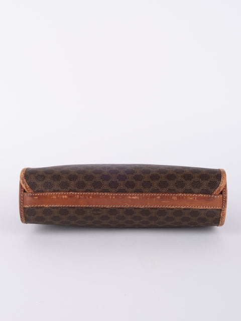 Celine Macadam Vintage Brown Leather Trim Pouch