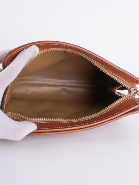 Celine Macadam Vintage Brown Leather Trim Pouch