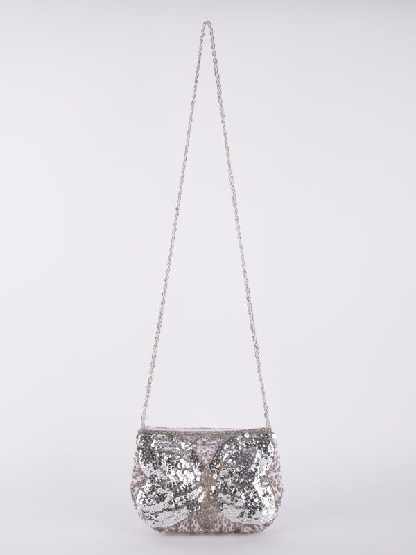 Vintage Silver Sequin Shoulder Bag
