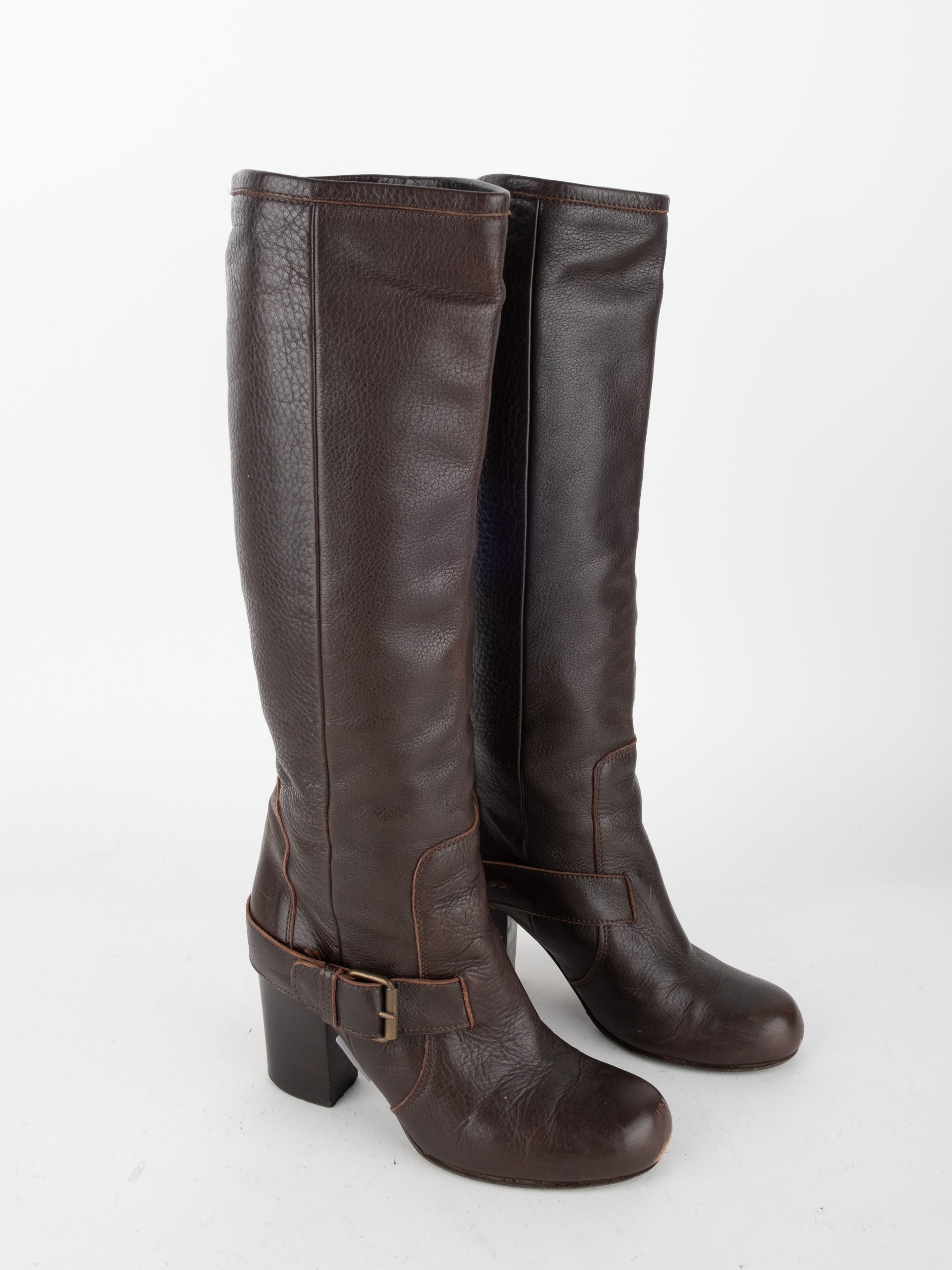 SERGIO ROSSI Brown Leather Knee Boots size 35