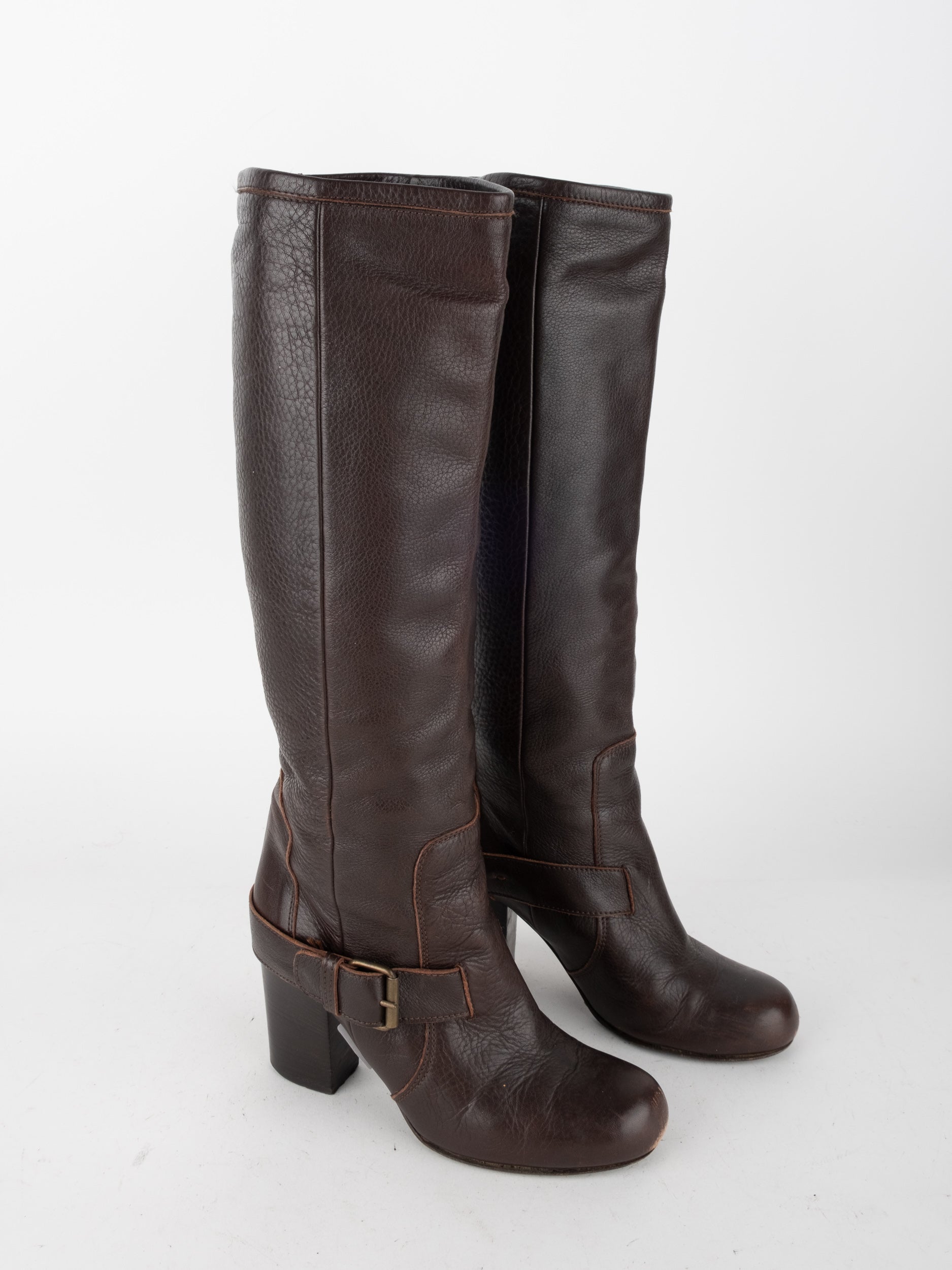 SERGIO ROSSI Brown Leather Knee Boots size 35