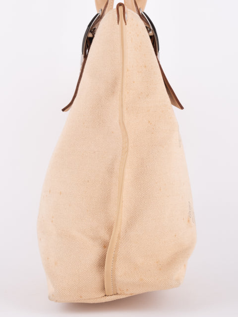 Burberry Vintage Beige Canvas Logo Tote Bag