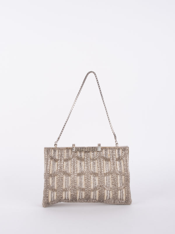 Vintage Geometric Beaded Shoulder Bag