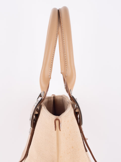 Burberry Vintage Beige Canvas Logo Tote Bag